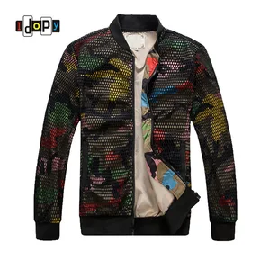 Модная мужская камуфляжная куртка-бомбер Idopy, ажурный дизайн, приталенная камуфляжная ветровка, бейсбольная куртка для мужчин