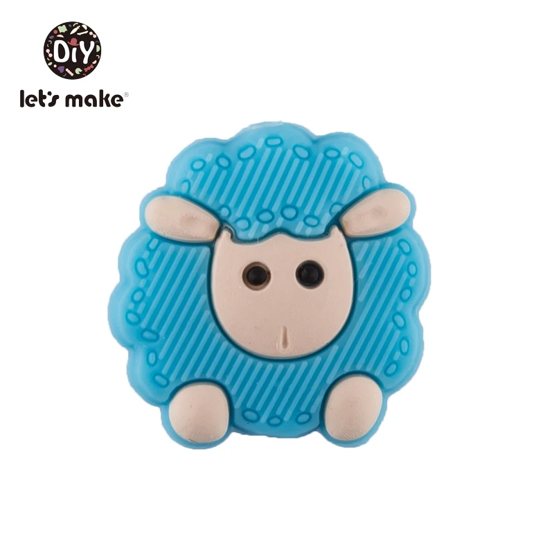 blue sheep Силиконовые Бусины, 3 шт, животные, Мультяшные формы, BPA бесплатно, силиконовые бусины для детей, качество еды, Прорезыватель для зубов, крошечные стержни, Детские Прорезыватели - Цвет: blue sheep