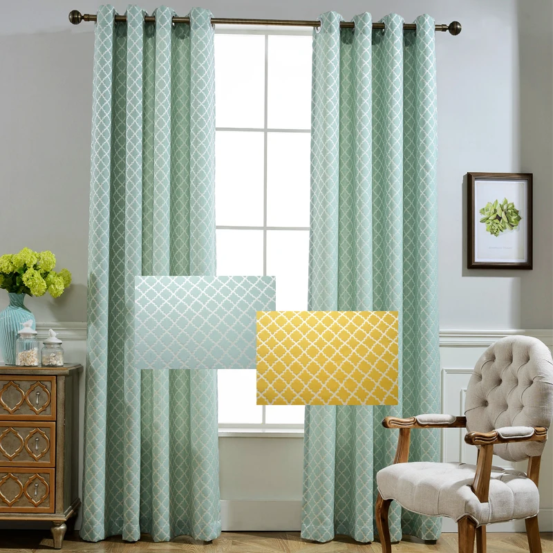 GIGIZAZA luxury geometric modern black out cloth fabric curtain for living room yellow custom decorative drape bedroom| |