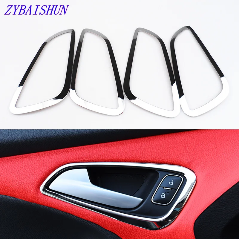 

4 Pieces Hot Quality Stainless steel interior doors hand-clasping decoration ring for Ford Focus 3 2012 2013 Car Styling