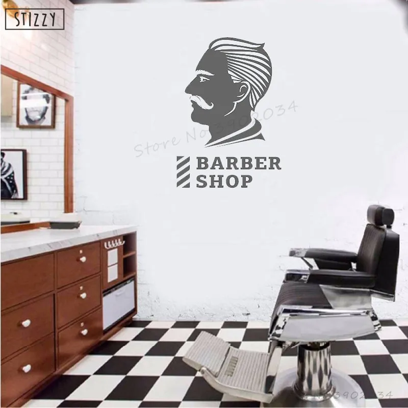 Настенная Наклейка stizzy Barbershop знак настенные наклейки для мужчин Салон стрижка