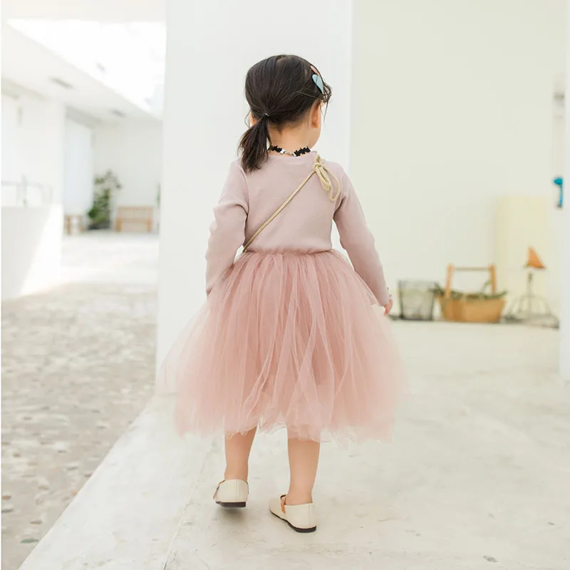 2019 Spring Girl Mesh Dress Children's Long Sleeve Pure Cotton Princess Dresses Baby Girls Tutu for 1 2 3 4Years Kids | Детская