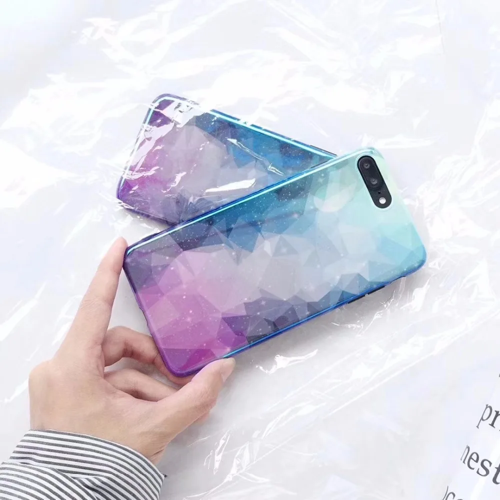 Zmasi градиент Цвет Геометрия телефона чехол для iPhone X 7 8 плюс мягкий Blue-Ray телефон