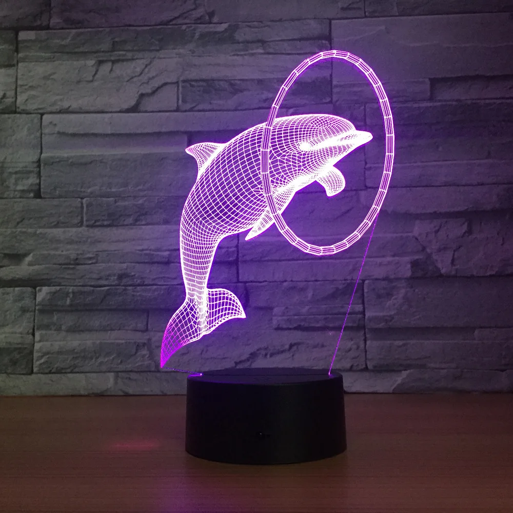 Дельфина новая 3D светодиодный ночной Светильник рядом лампы Touch Управление 7