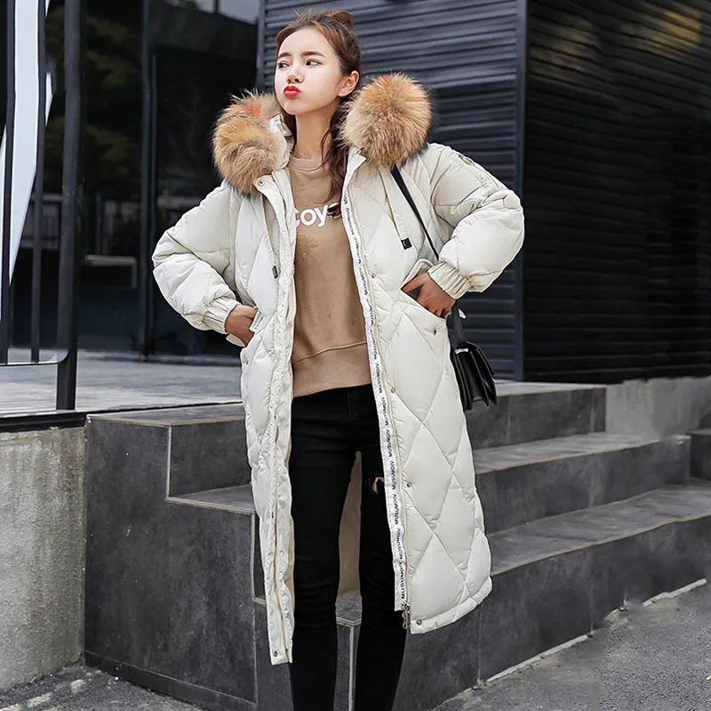 Large Size Cotton Overcoat Winter Women Jacket Thick Warm With Fur Collar Hooded Parkas Slim Female Outerwear Coat LDT733 | Женская