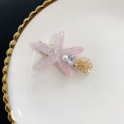light pink Ruoshui заколки в виде морской звезды для женщин Кристалл для девушки заколки для волос зажим женские аксессуары для волос геометрические заколки украшения для волос Тиара - Цвет: light pink