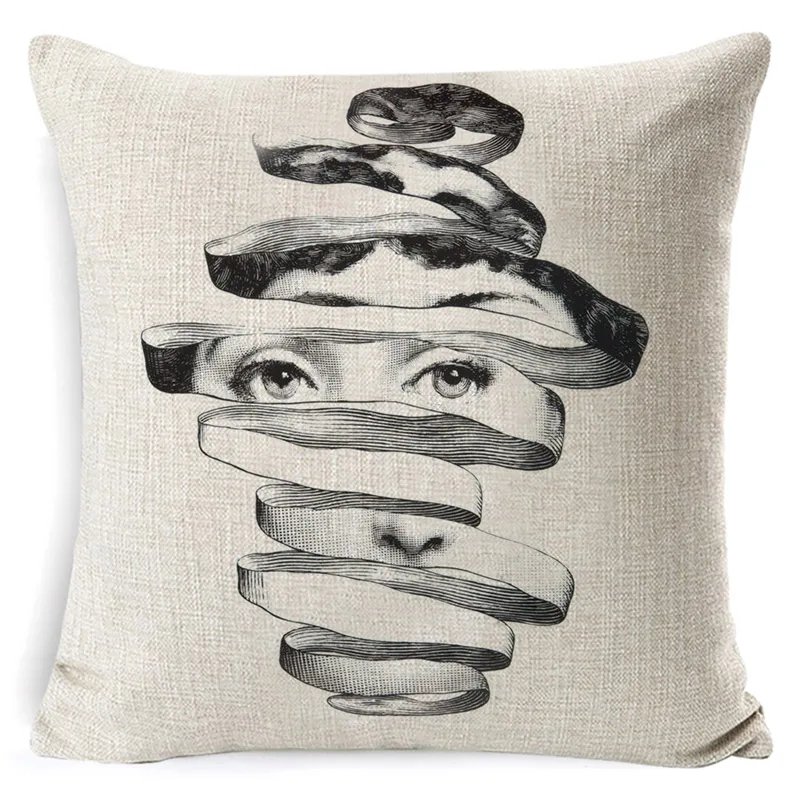 D-1 Fornasetti женский чехол для подушки для лица Европейский Винтажный Стильный чехол для подушки диван автомобильное домашнее сиденье Decora льняная бежевая наволочка 45*45 см - Цвет: D-1
