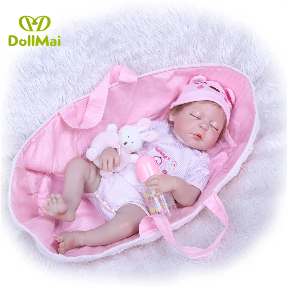 22 дюймов DOLLMAI полное Силиконовое боди Bebes Reborn Girl Кукла настоящая живая принцесса