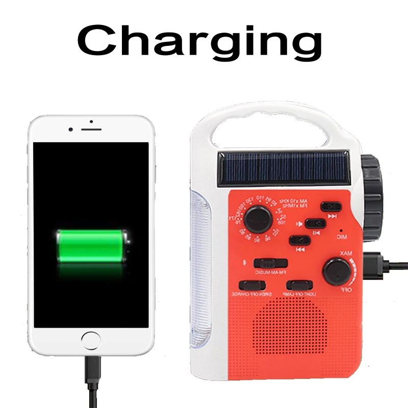 Barato Linterna Solar De Mano Con Radio Multifunción, Lámpara LED De Emergencia Con Radio AM / FM Para Exteriores, Cargador Para Camping