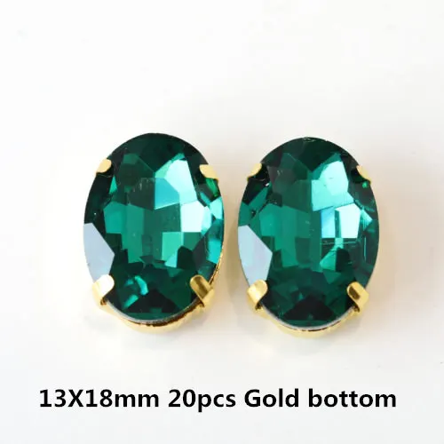 13x18mm 20pcs Стразы смешанной формы с синим цирконом, круглые, Пришивные, с золотым клешом, пришивные стразы с плоским основанием для украшения одежды Y3505 - Цвет: 13x18mm 20pcs