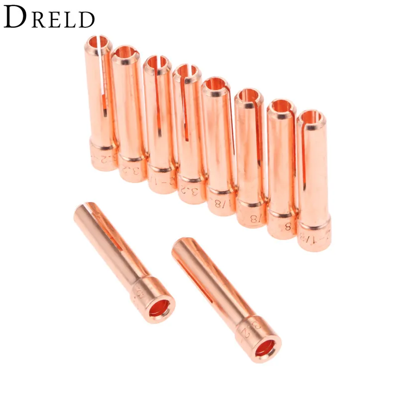 DRELD 10 шт. 1/" 3,2 мм 10N25S короткие цанговые наконечники для PTA DB SR WP 17 18 26 TIG сварочный фонарь расходный материал для плазменной резки частей