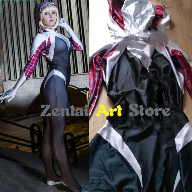 Бесплатная доставка DHL 3 цифровой костюм паук Гвен Стэйси Zentai Человек Паук