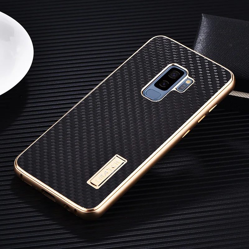 2022.Luxury Brand Case For Samsung Galaxy S9 S8 Plus S7 Edge Aluminum Metal Bumper Carbon Fiber Hard Back Cover Phone