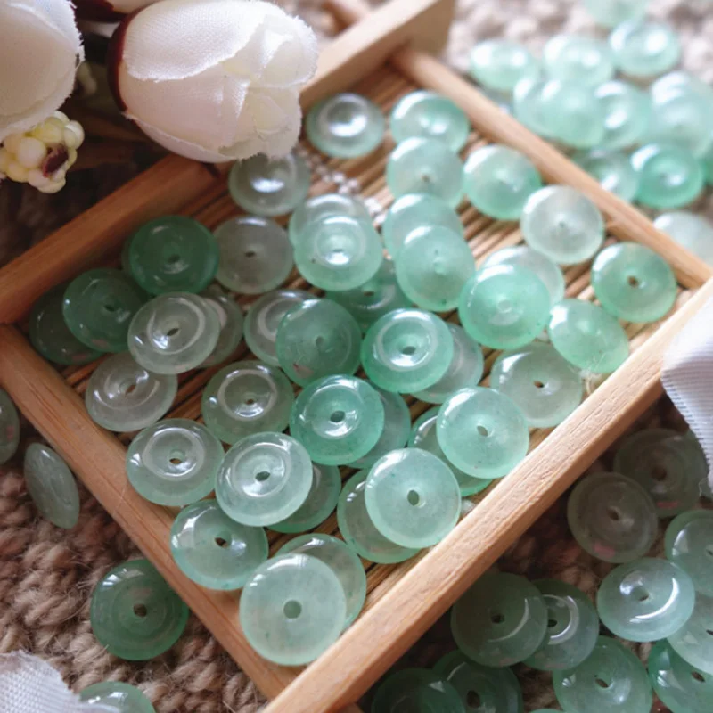 Бусины с прямым отверстием из зеленого авантюрина 10 мм 20 шт. DIY ювелирные