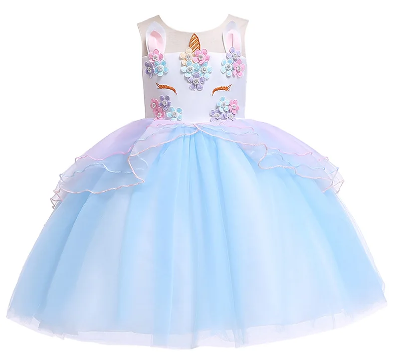 Платье для девочек с единорогом Мультяшные платья принцессы Рождественский