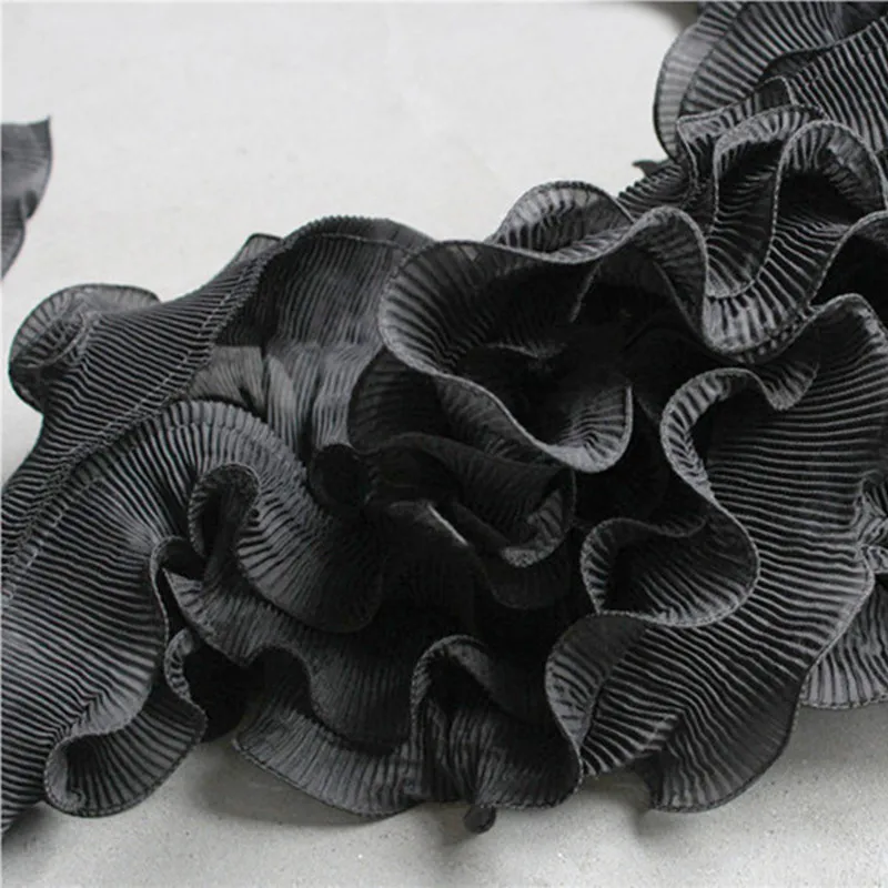 Four-Layer Stereo Wave Auricularia Lace Fold Mesh Texture Accessory Dress Handmade Material Designer Cloth | Дом и сад