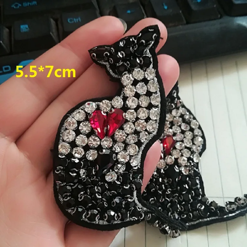 2 шт./лот новая сумка-патч со стразами в виде кошки аппликация из декоративного