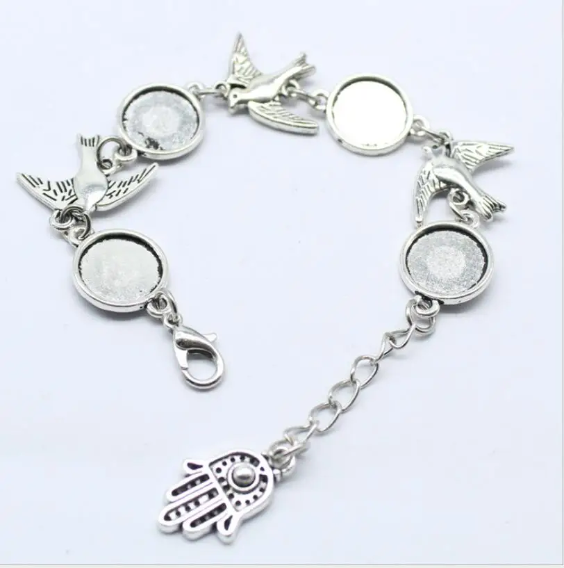 1 шт. Круглый посеребренный браслет с кабошоном|Цепочки и браслеты| |