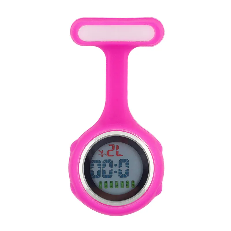 pink Цифровые силиконовые часы медсестры, карманные часы, часы доктора медсестры, брошь с отворотом, медицинские часы медсестры, кварцевые часы с зажимом ALK - Цвет: pink