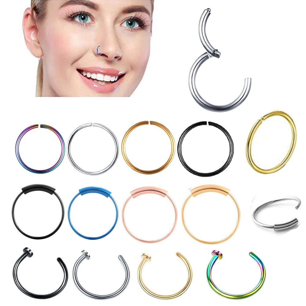 Кольцо TIANCIFBYJS Steel Clicker сегментное в нос 20g ювелирные изделия для тела серьга