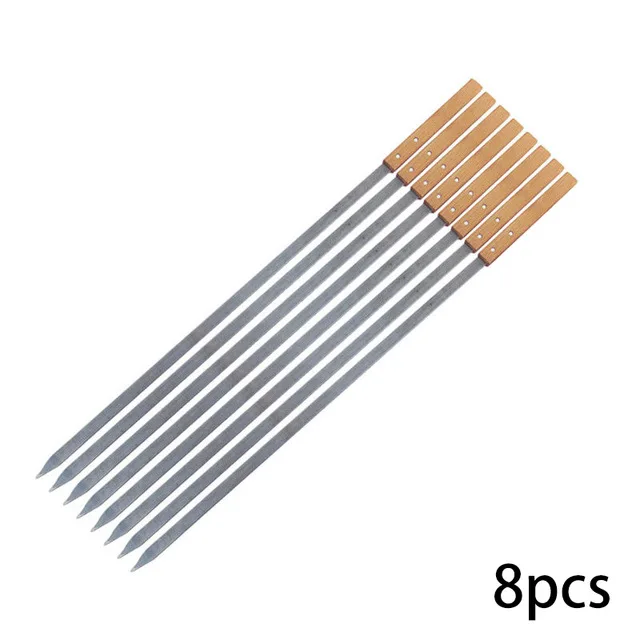 8pcs 60 см 23,5 ''BBQ большая, из нержавеющей стали шампуры для гриля вилки шашлык с дубовой деревянной длинной ручкой барбекю игольчатые палочки инструменты - Цвет: 8pcs