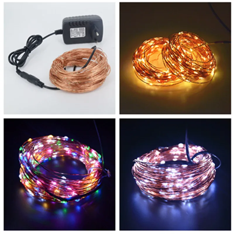 50 комплектов 10 м 100LED 12В 33фт LED наружные рождественские сказочные огни медный