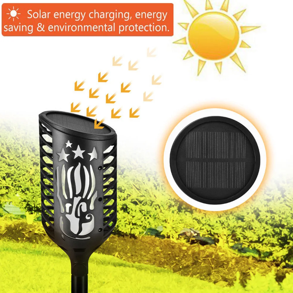 2 шт. УФ сад мерцающий пламя на солнечных батареях водонепроницаемый газон