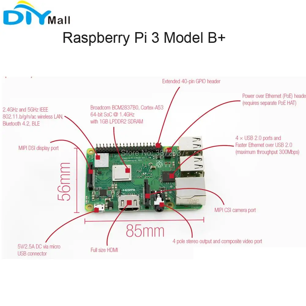 Оригинальный Raspberry Pi 3 Model B + RPi 3B плюс материнская плата 1 4 ГГц 64 битный Процессор