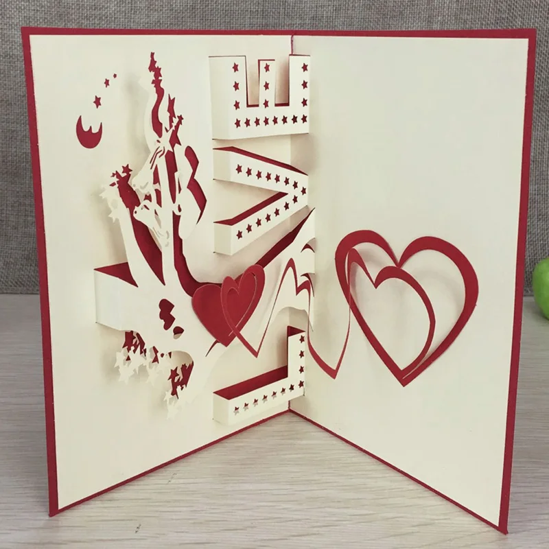 3D Поздравительные открытки с надписью Love Tree 1 шт.|greeting cards|3d greeting cardgreeting cards with envelope