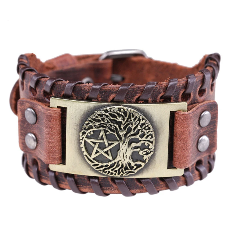 Подвеска в виде пентаграммы Браслет Древо жизни амулет Винтажный Мужской