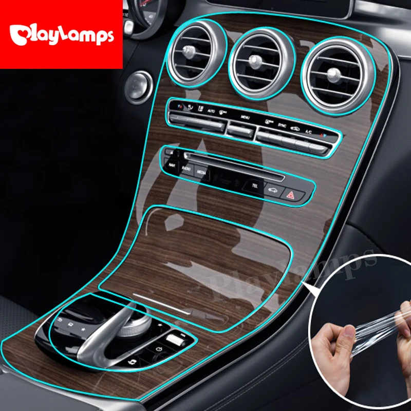 Прозрачная рекламная пленка из ТПУ для Mercedes Benz C Class C200 C260 C300 C180 стикер центральной