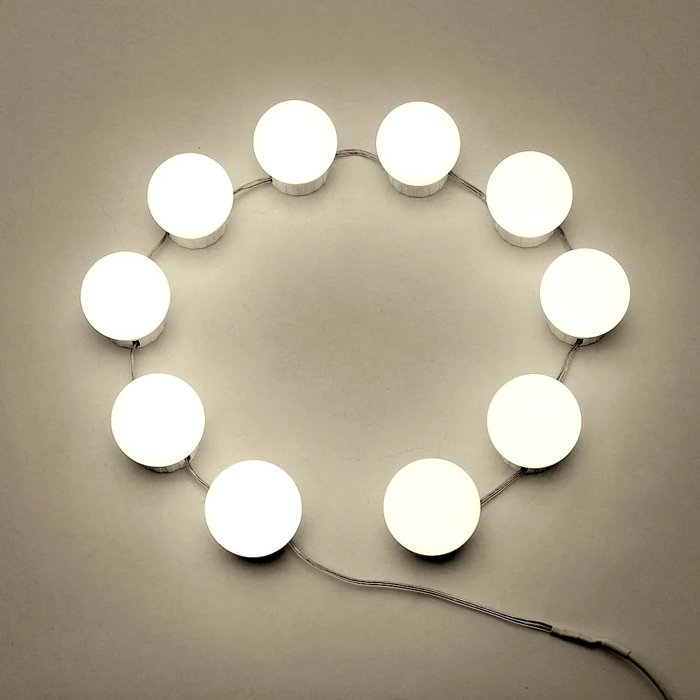 USB мощность затемнения 10 LED макияж зеркало косметическое освещение лампы