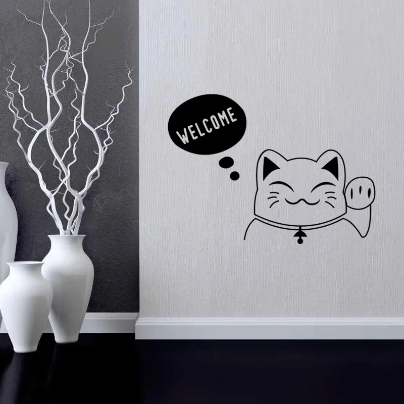 Наклейка на стену с изображением из мультфильма Lucky Cat Виниловая наклейка для