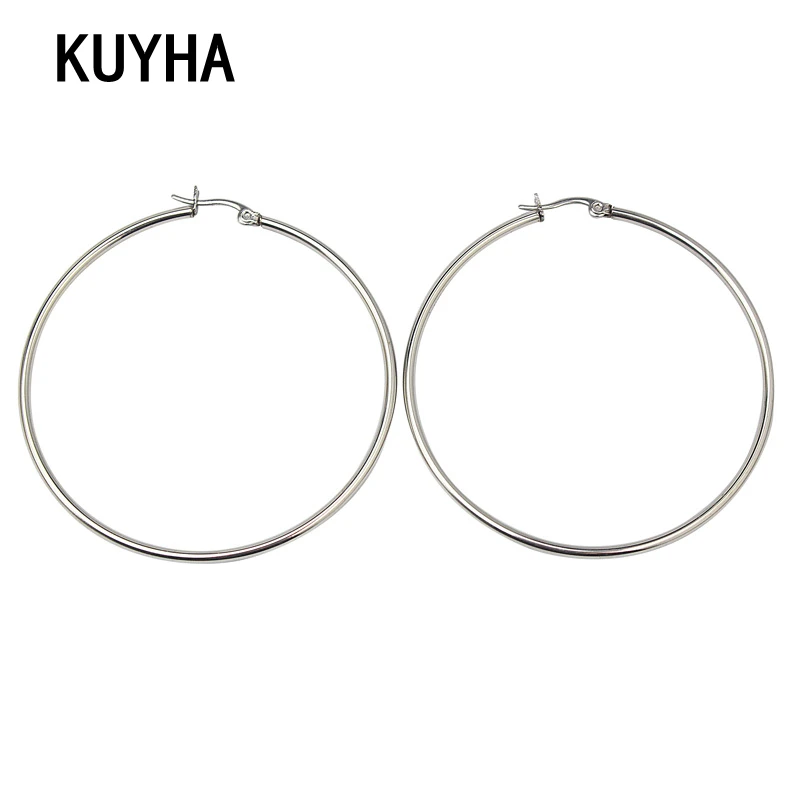 Big Hoop Round Earrings Wives Fashion Jewelry Silver Color L