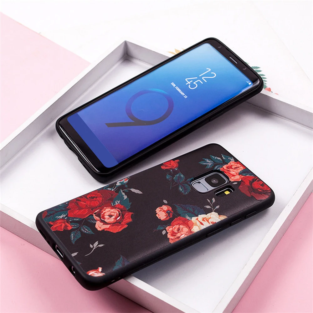 OTAO Painted Flower Phone Case For Samsung Galaxy S8 S9 Plus S7 Edge Note 8 A3 A5 A7 2016 Prime J2 J3 J5 J7 2017 Soft TPU Shell |