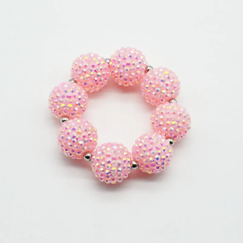 

wholesale 5PCS Kids Pink Drill Bead Bracelet Baby Girls Fashion DIY Chunky Bubblegum Bead Bracelet
