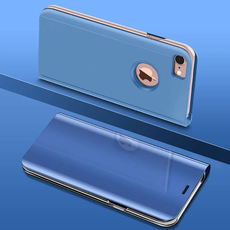 Зеркальный флип-чехол для телефона Apple iPhone 11 Pro Max 7 8 6 6S Plus 10 стационарные чехлы для iPhone XR XS MAX X защитная крышка - Цвет: Blue