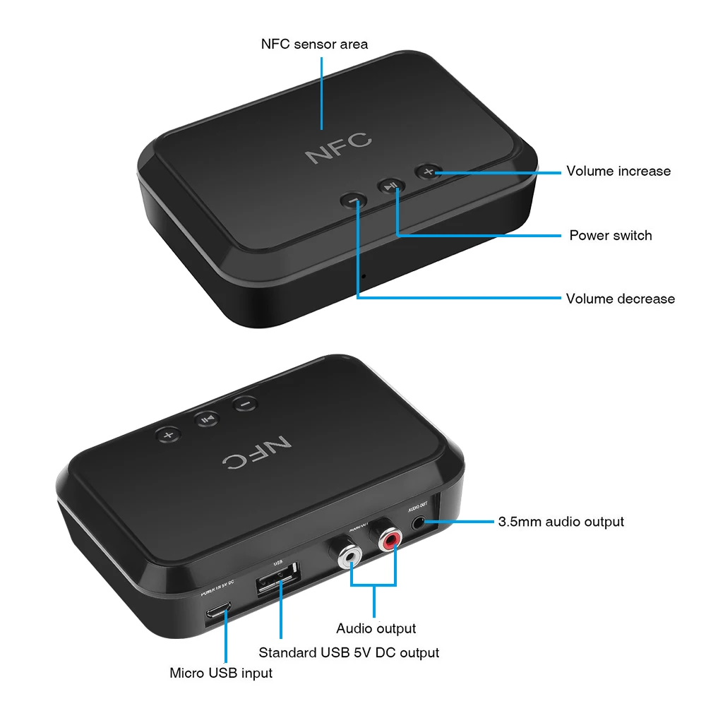 KEBIDU Bluetooth 4 1 адаптер NFC беспроводной стерео аудио приемник с поддержкой 3 5 мм/RCA