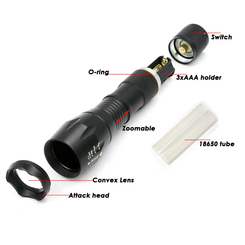 Светодиодный алюминиевый фонарик CREE XP-L V6 масштабируемый охотничий фонарь с 5