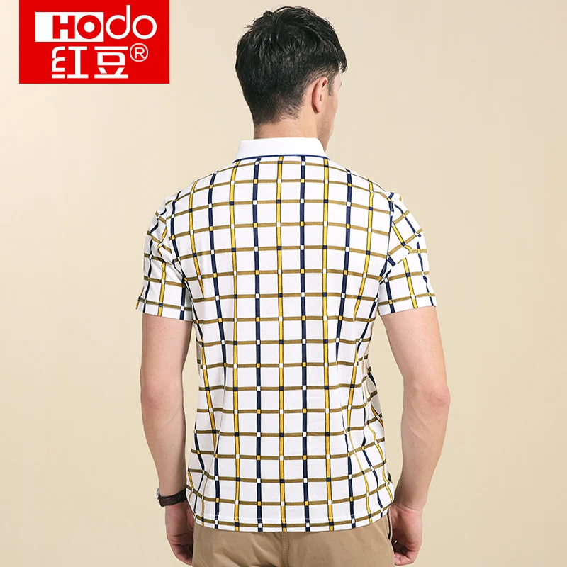 Hodo 2018 New Brand Men Polos Shirts Sleeve Print Office Plaid Slim Fashion Simple Cotton Men's Tops Tees Shirt HWB7T6483 | Мужская