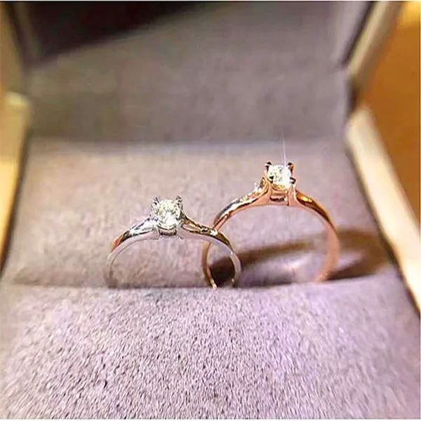 Женское кольцо с цирконом Boho маленькое серебряное цвета розового золота