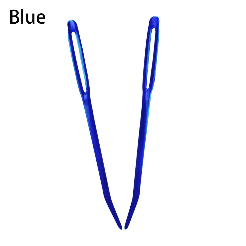 blue Новинка, 2 шт., алюминиевый гобелен с изогнутым кончиком, штопальные спицы для вязания, рукоделие, рукоделие, шитье, изогнутая игла, большой глаз, пряжа, спица для вязания - Цвет: blue