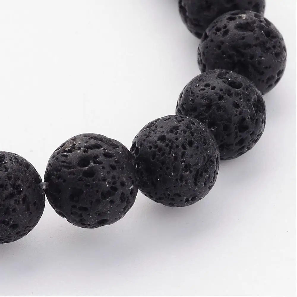 

20 Strands 4mm 6mm 8mm Natural Lava Beads Strands Black Round beads for DIY Jewelry Making Hole: 0.5-1mm,16"/Strand