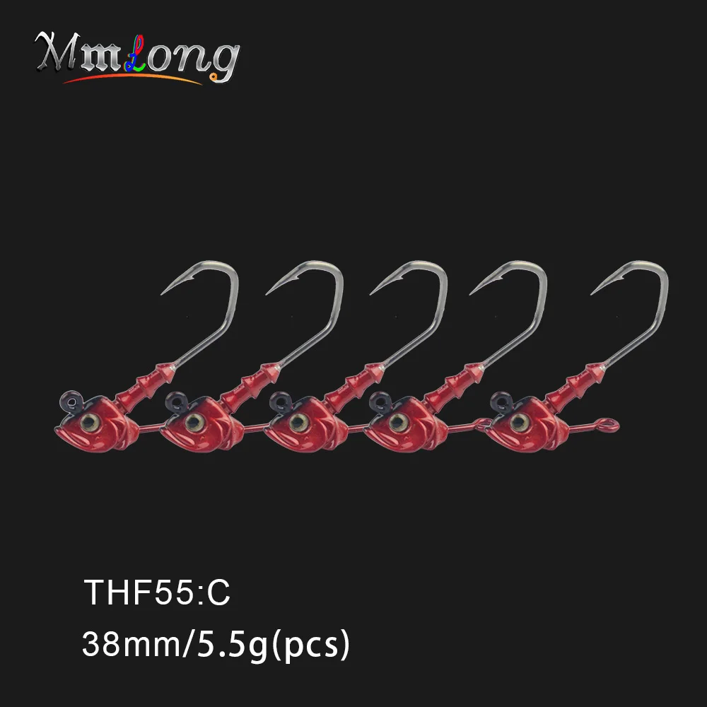 THF55-C Mmlong 5 шт./лот рыболовные крючки для рыбы 5,5 г 7,5 г свинцовая головка крючок джиг оснатка приманки рыболовные крючки Мягкая приманка рыболовные снасти - Цвет: THF55-C