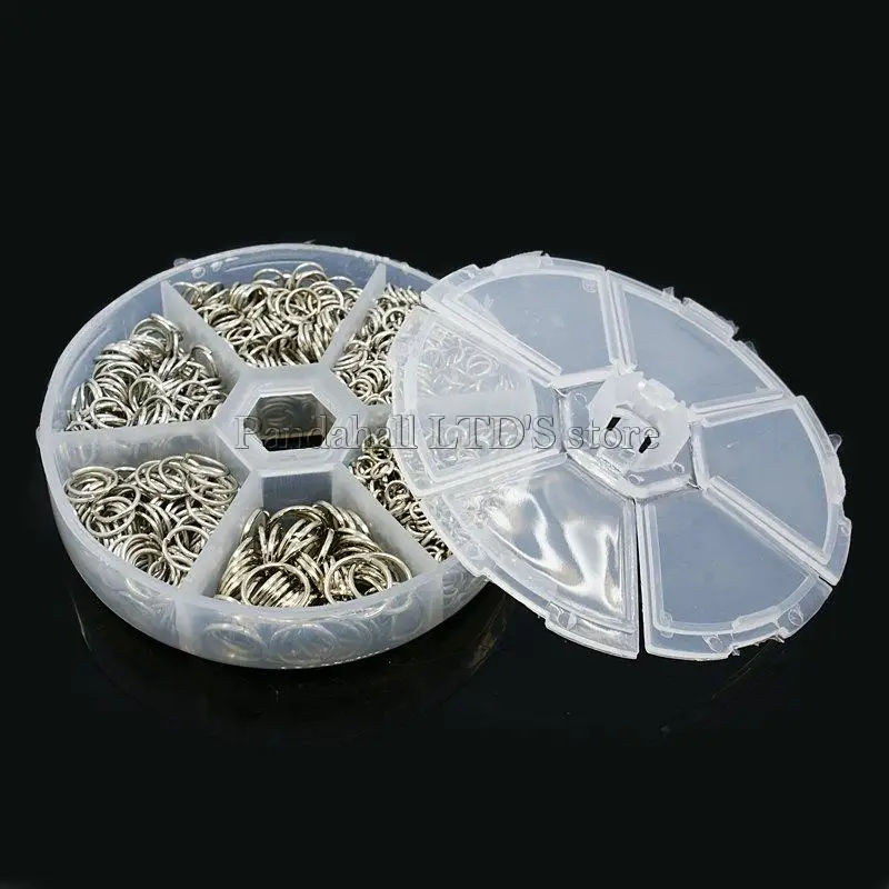 

1 Box of Iron Jump Rings, Platinum, 4~10x1mm