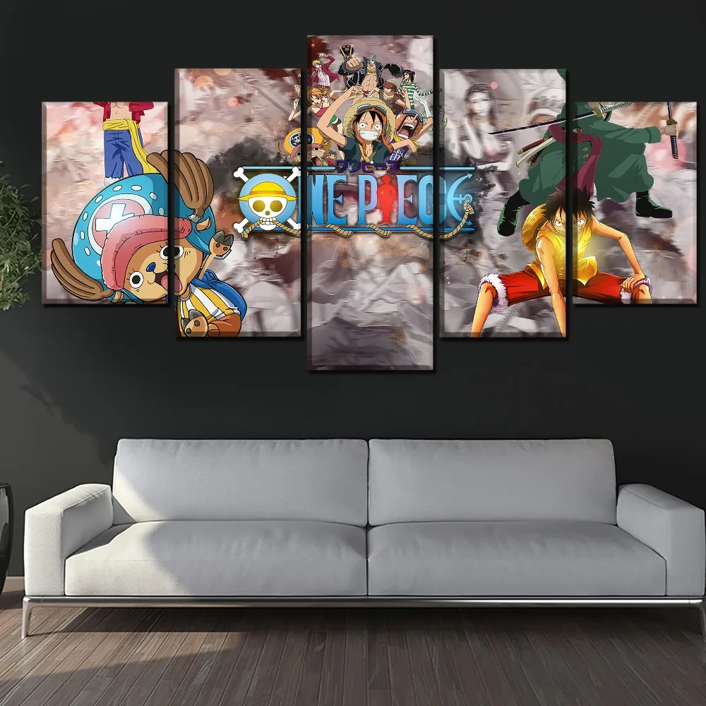 

Home Decor Canvas Hd Print Poster 5 Panel One Piece Animation Painting Modern Wall Art Classic Living Room Modular Picture Frame