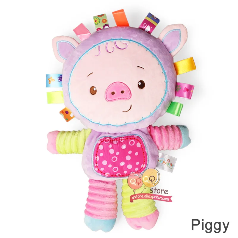 Piggy Счастливые обезьяны Дети Плюшевые Детские погремушки чучела животных кошка развивающие образовательные Обучающие игрушки подарок для малышей детей 0-12 месяцев - Цвет: Piggy