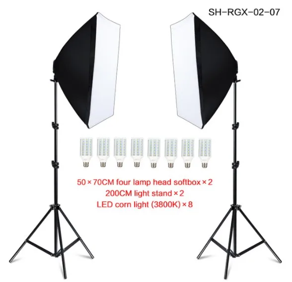 8pcs 20W yellow bulb Фотография 50x70 см четыре софтбокс для вспышки комплект с 8 шт. лампочка Мягкая коробка аксессуары штатив подс - Цвет: 8pcs 20W yellow bulb