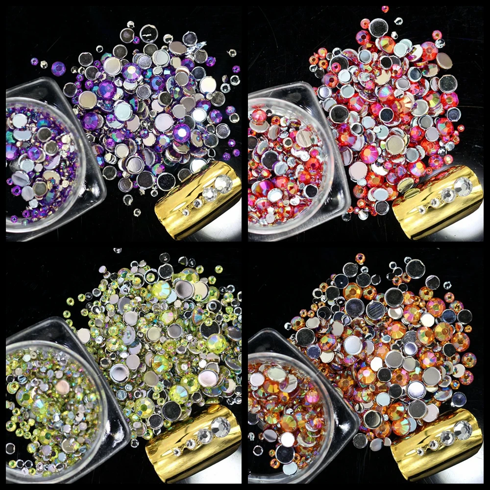 1 коробка AB красочный дизайн ногтей Стразы 3d крошечные блестящие Типсы для