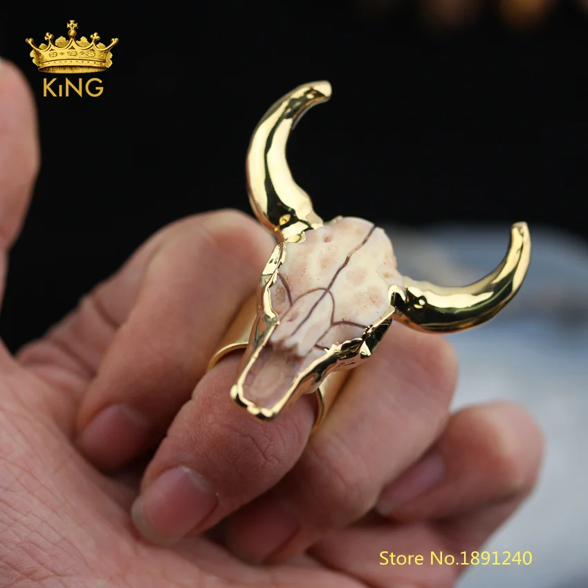 Кольца рога из смолы и золота 5 шт. резные кольца с рогом бычьего огрубем для